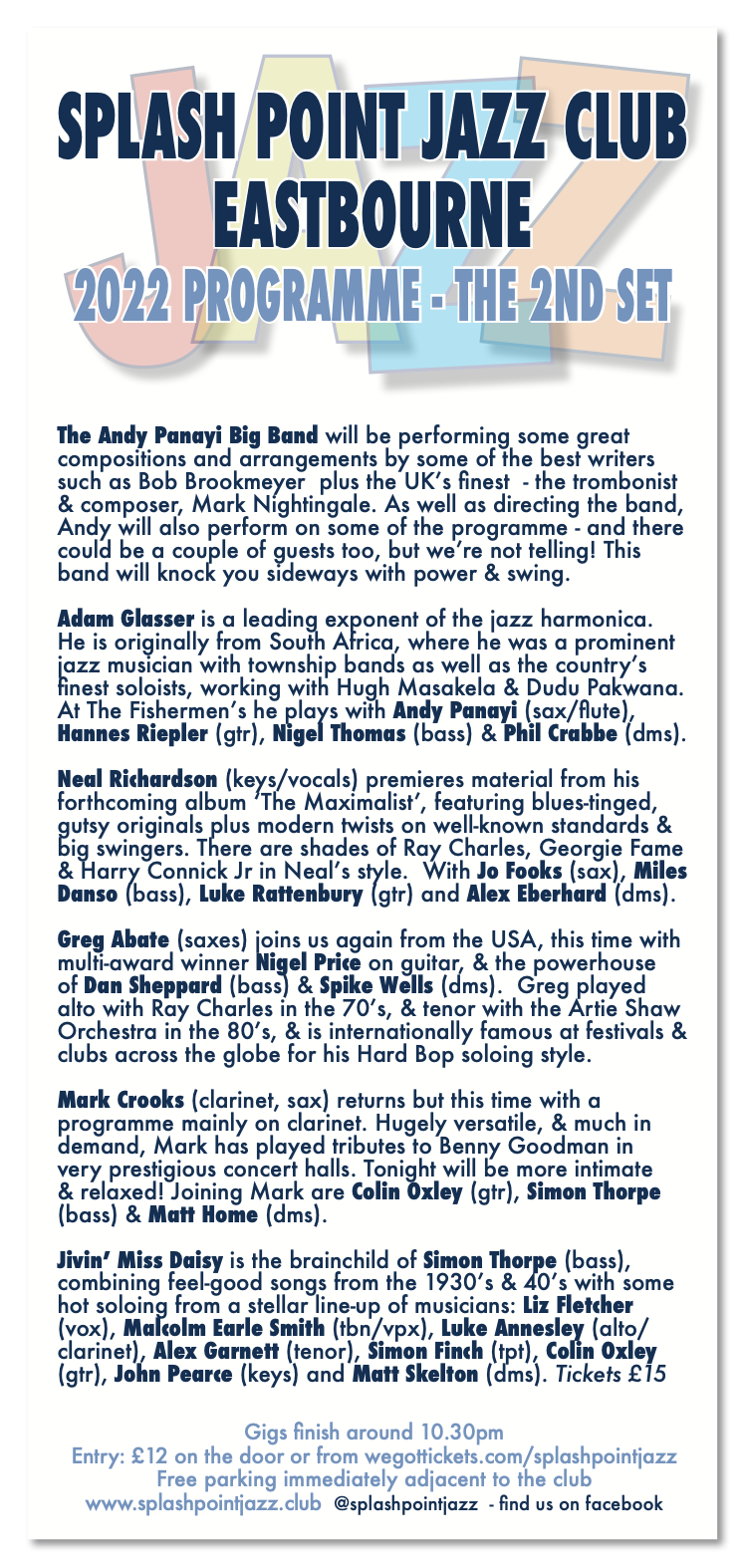 Events Live Jazz Splash Point Jazz Club Seaford Eastbourne Battle